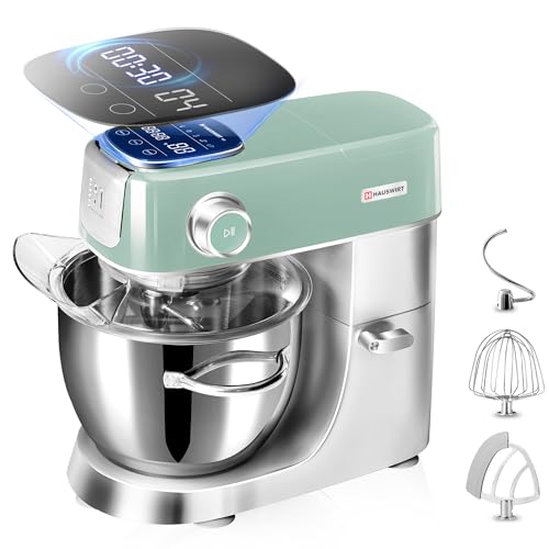 Hauswirt Stand Mixer, LED Smart Touchscreen Dough Mixer, 5.3Qt Mixers Kitchen Electric Stand Mixer, 11speeds 3-In-1 Kitchen Bread Mixer with Stainless Steel Egg Whisk, Dough Hook, Beater