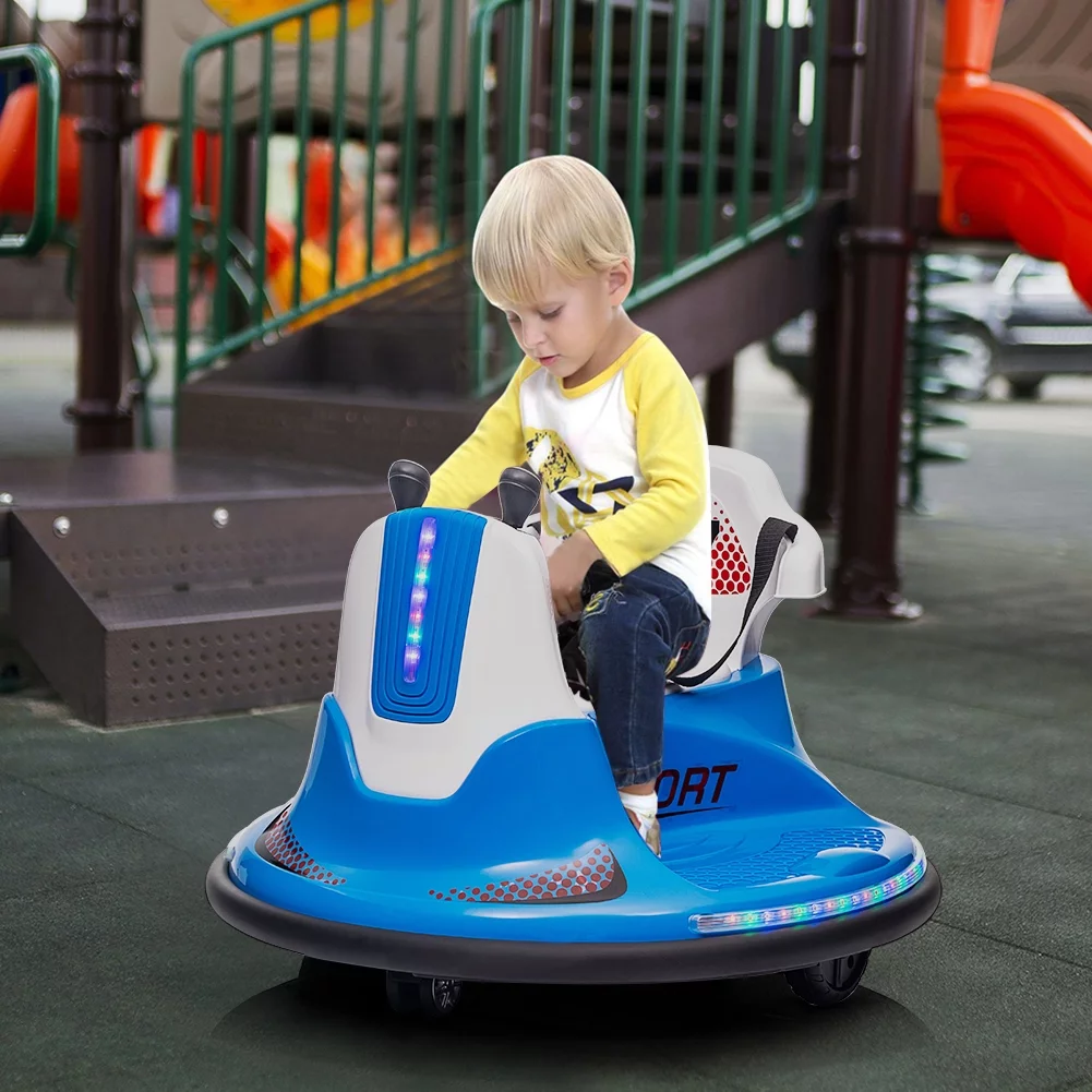 Shininglove Electric Ride on Bumper Car for Toddlers 3-8 Years Old, 6V Kids Ride on Toy Car with Remote Control, Safety Belt, Music, Flashing Lights, 360° Spin
