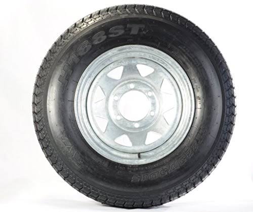 Radial Trailer Tire + Rim ST225/75R15 225/75-15 15 6 Lug Wheel Galvanized Spoke TR00094