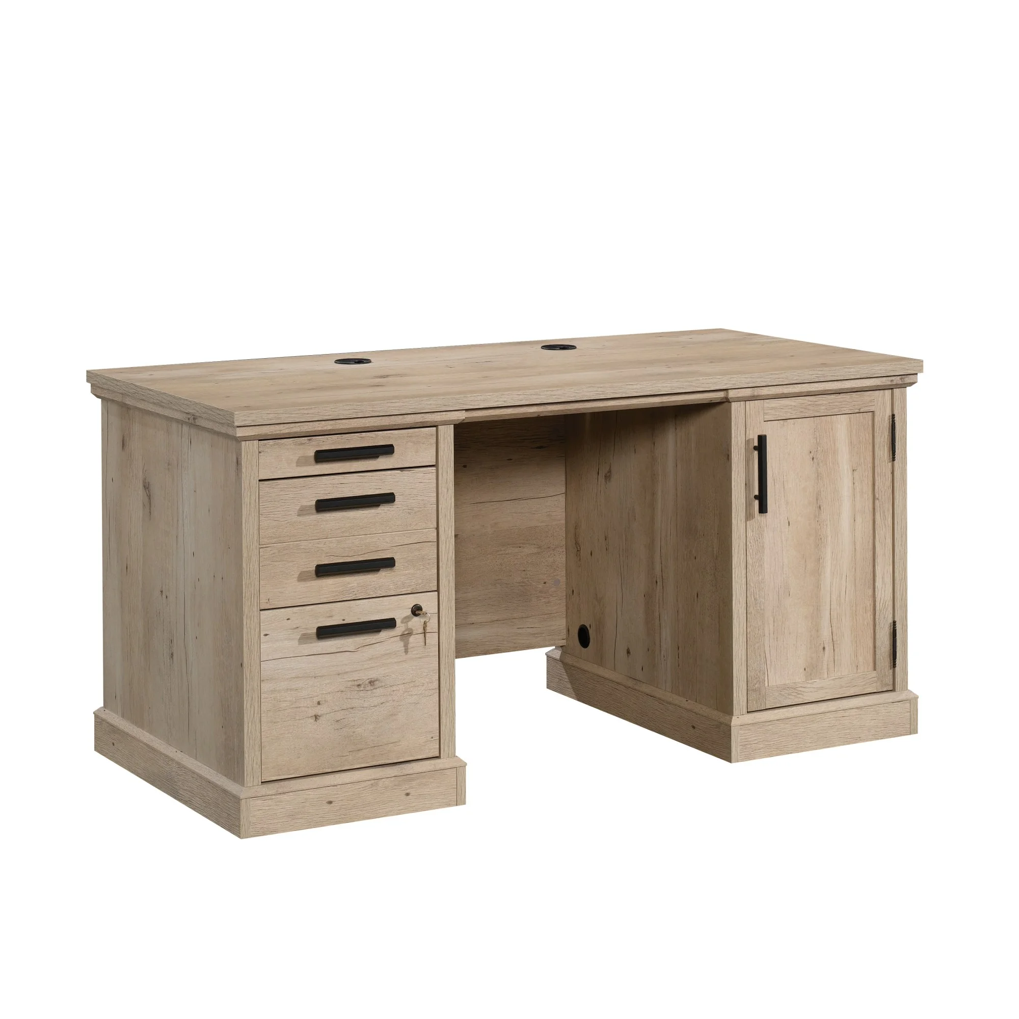 Sauder Mason Peak 60" Engineered Wood Double Pedestal Desk in Prime Oak