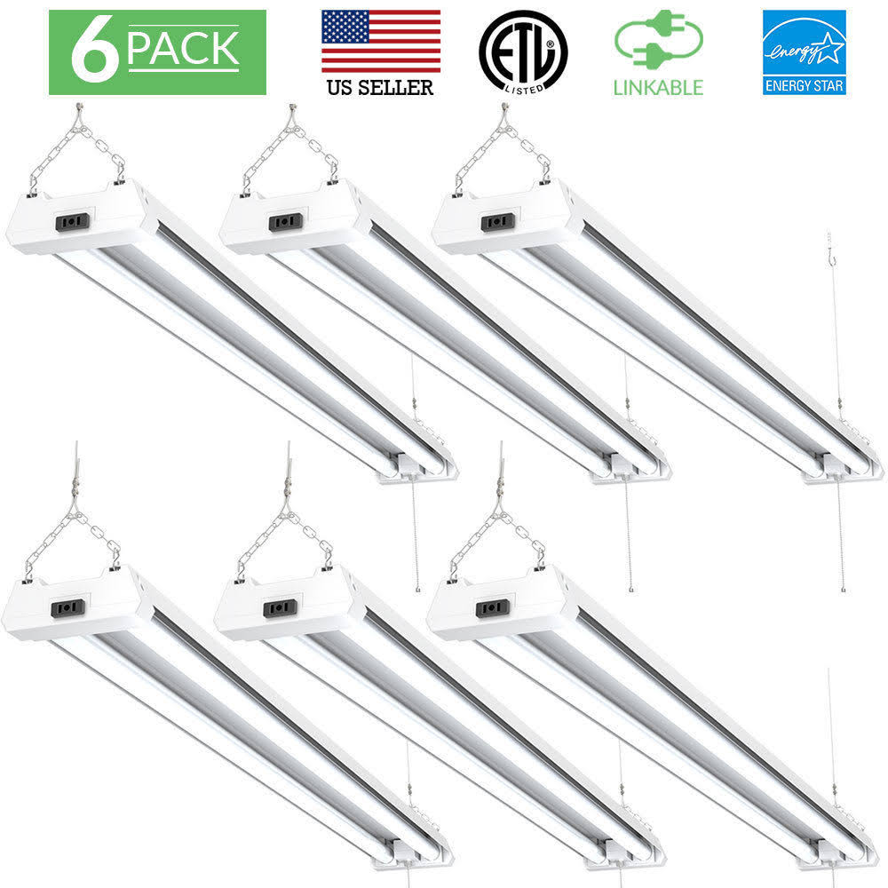 Sunco Lighting 6 Pack Frosted Shop Light Utility LED 40W 4000K, Cool White