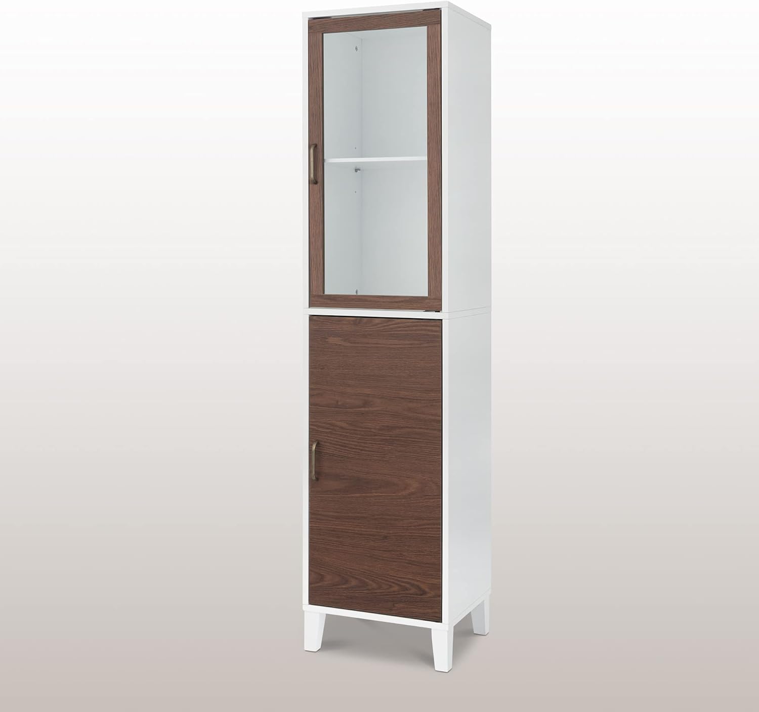 Elegant Home Fashions Tyler Bathroom Linen Cabinet, White/Natural Wood