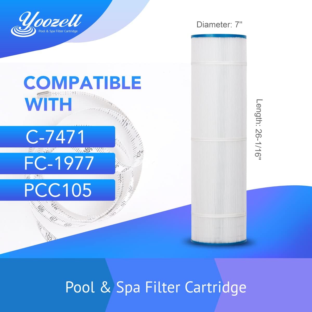 Yoozell PCC105-PAK4 Swimming Pool Replacement Filter Cartridge Replaces for Unicel C-7471 105Sq.ft 817-0106 R173576 817-0106 Filbur FC-1977 FC-6470 Pentair CCP420 Darlly 71053 4Pack