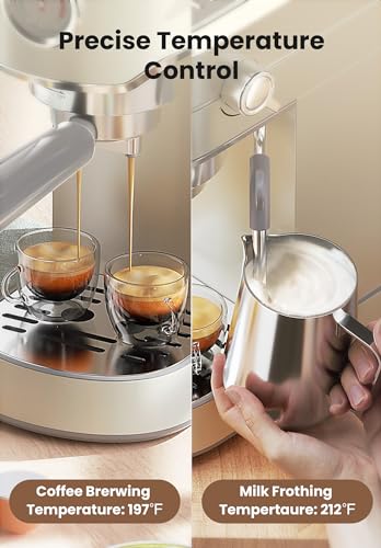 Gevi 20 Bar High Pressure Espresso Machines, Expresso Coffee Machine with Milk Frother for Espresso, Latte Macchiato, Cuppuccino,1.2L Water Tank, 1350W
