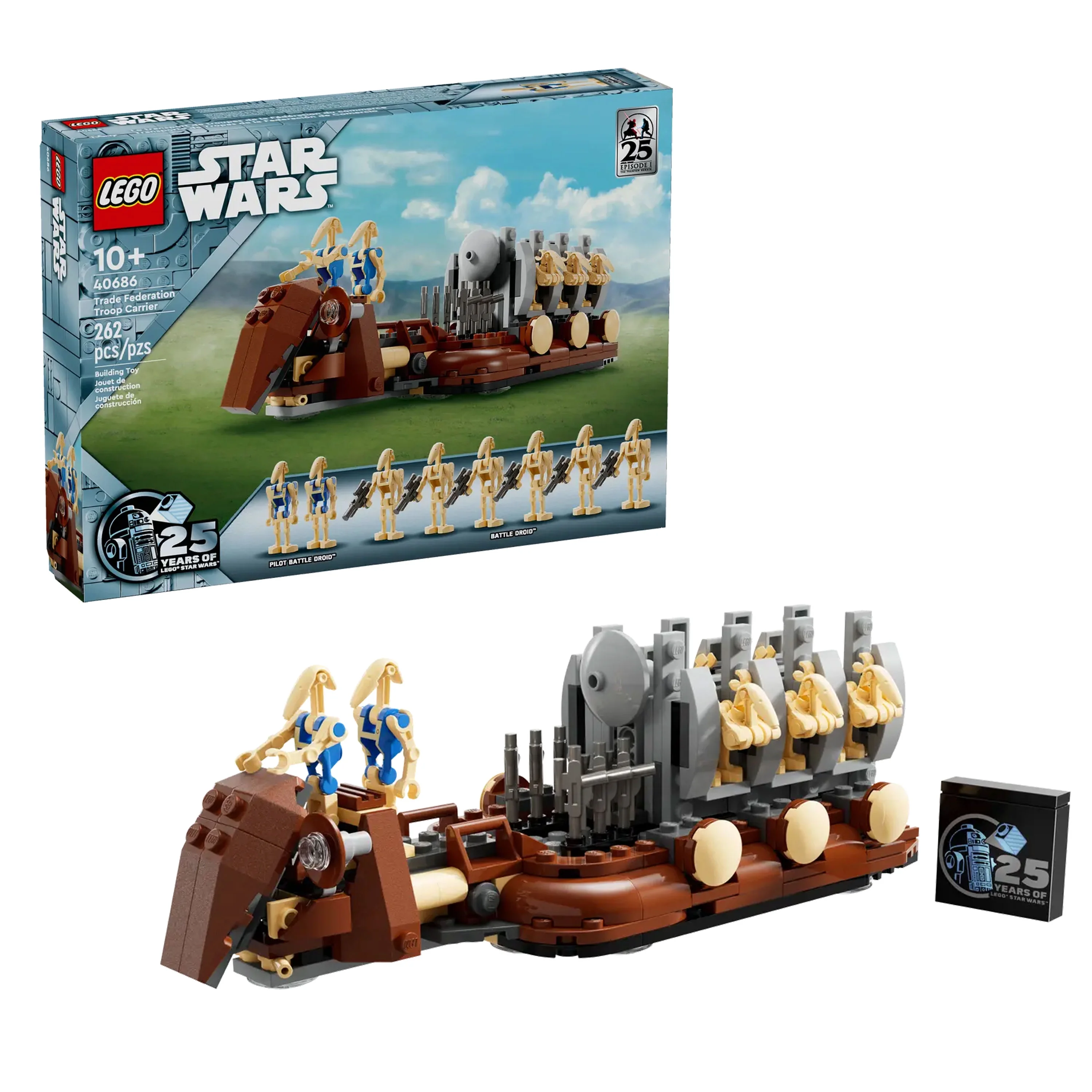 LEGO Star Wars 25th Anniversary 40686: Trade Federation Troop Carrier Buildable Model - Celebrate The Phantom Menace with 8 Figures and Iconic Rack Feature!
