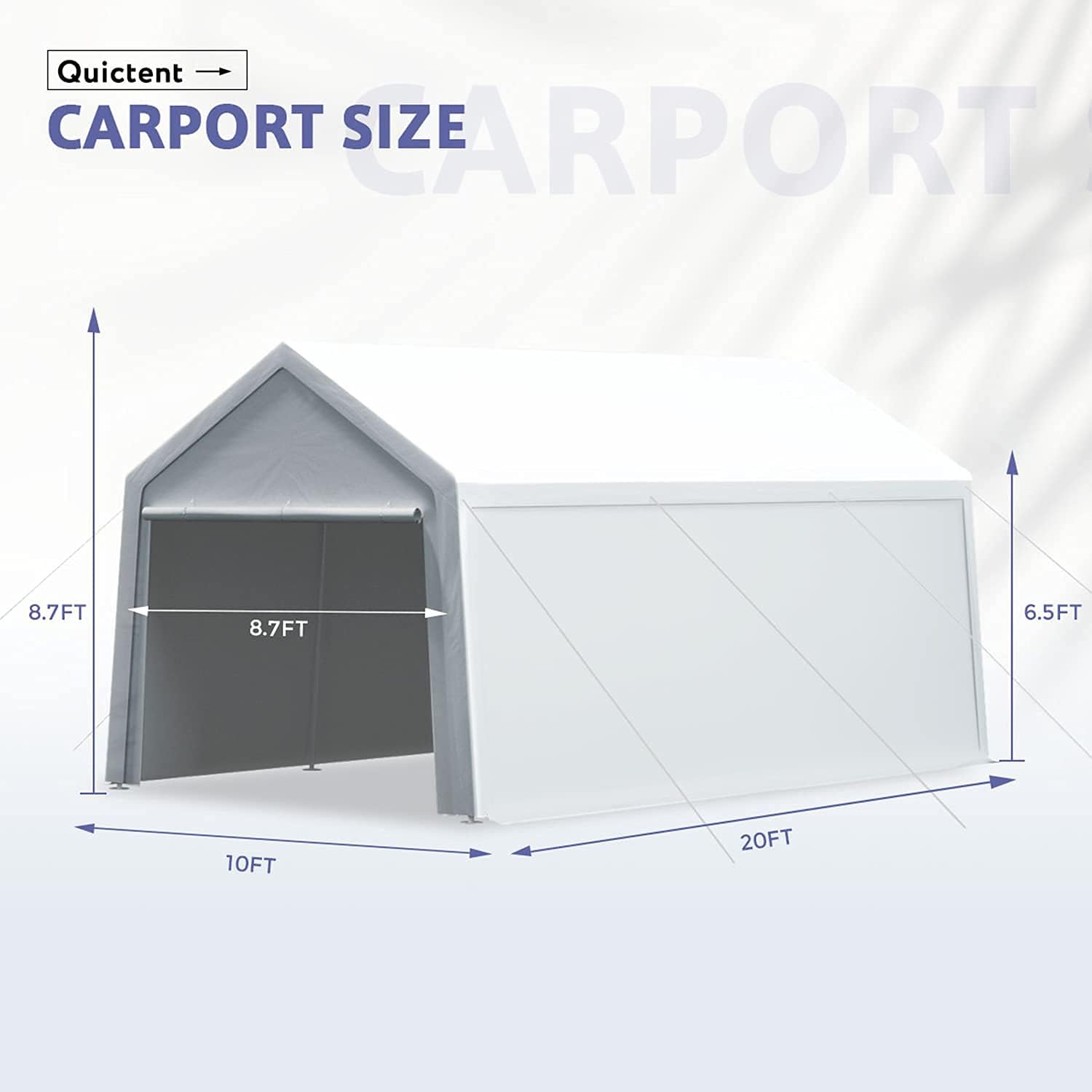 Quictent 10'x20' Carport Heavy Duty Car Canopy Garage Gazebo Car Shelter White…