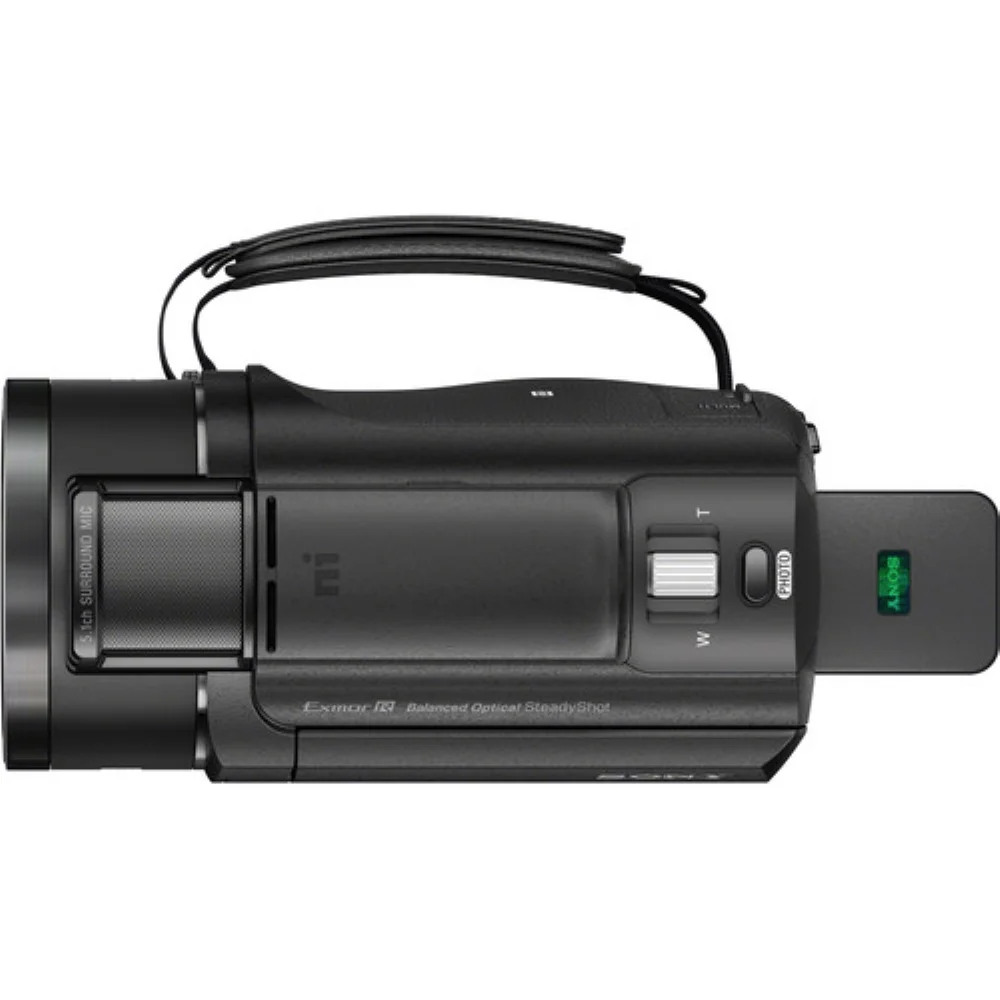Sony FDR-AX43A UHD 4K Handycam Camcorder Bundle with Video Light with Bracket + Battery Charger + Spare Battery + Screen Protectors + Card Reader + Tripod w/Case | 50in + Hard Case + 128GB Memory Card