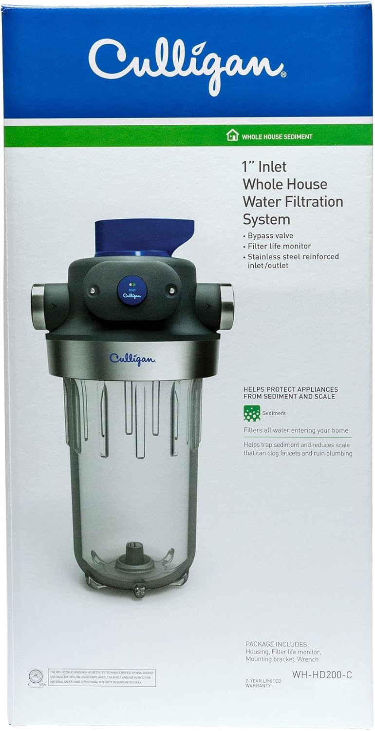 Whirlpool WHES30E 30,000 Grain Water Softener + Culligan WH-HD200-C Whole House Water Filter System