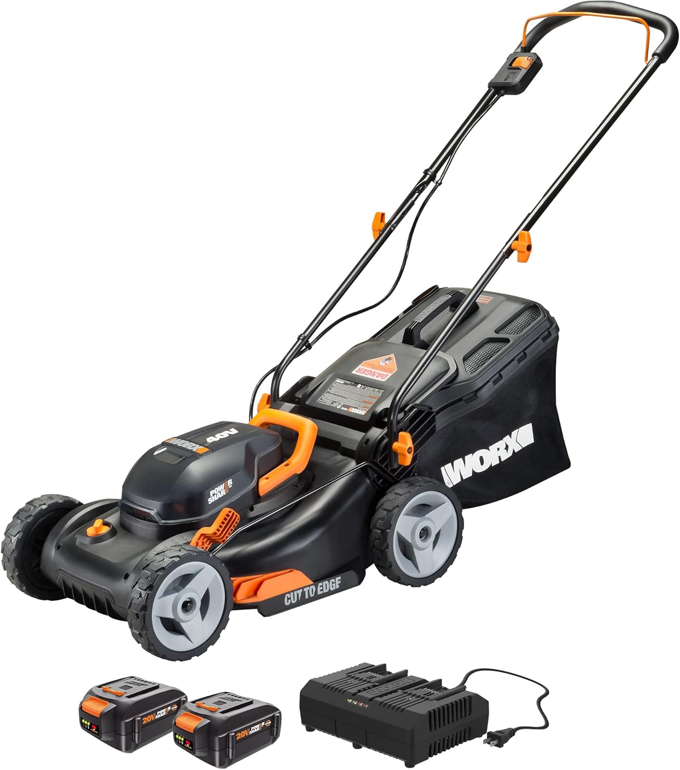 Worx WG743 40V Power Share 4.0Ah 17" Cordless Lawn Mower (Batteries & Charger Included)