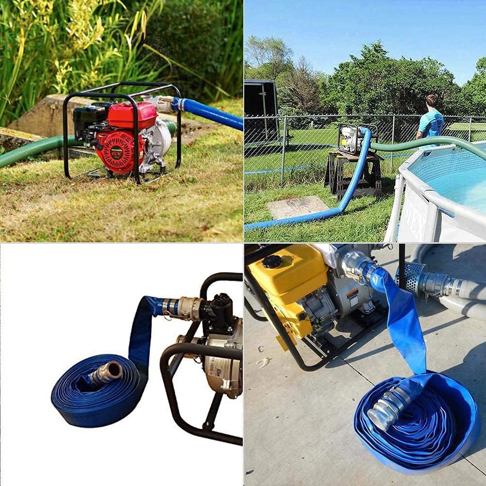 2" x 50' Blue PVC Lay-Flat Discharge Hose with Aluminum Camlock C and E Fittings