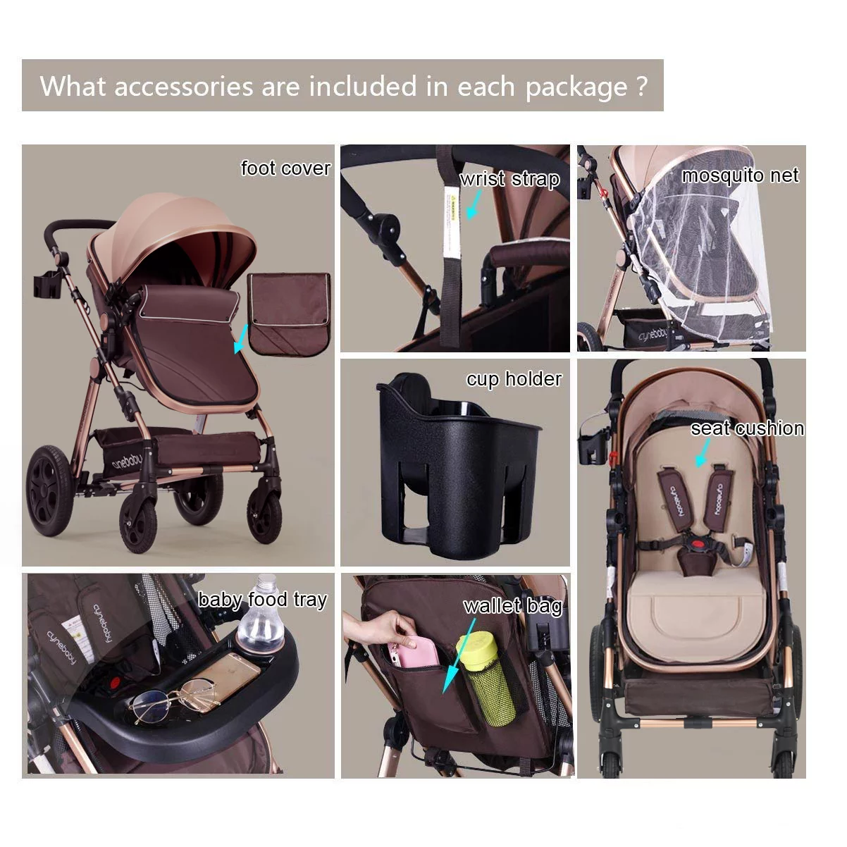 Cynebaby Newborn Infant Toddler Baby Stroller for Newborn Baby, Rose Gold