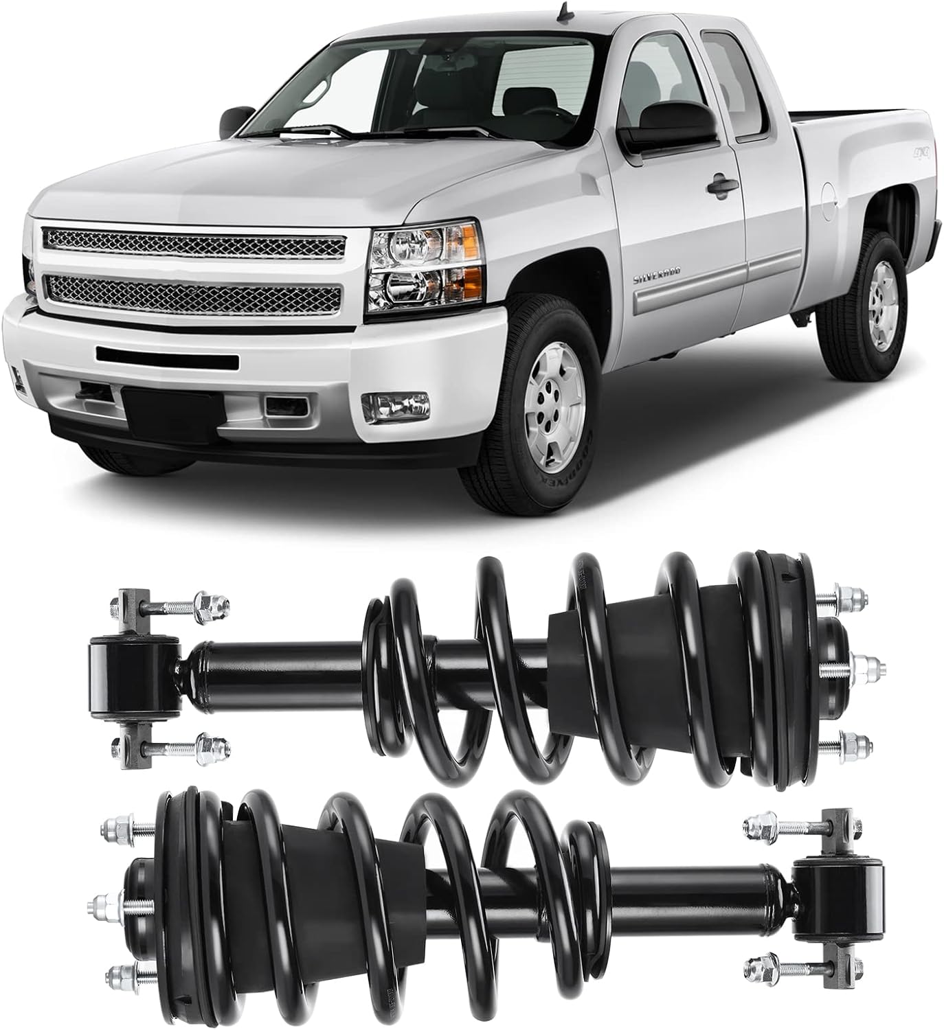 AUTOSAVER88 Front Pair Complete Quick Struts Compatible with 2007-2012 Chevrolet Silverado 1500, 2007-2012 GMC Sierra 1500