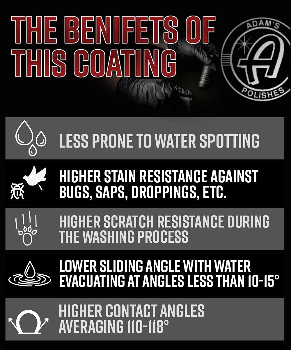 Adam's UV Graphene Ceramic Coating Kit - 10H Ceramic Coating for Cars W/ 7+ Years of Protection & UV Glow Technology | Apply After Car Wash Clay Bar Car Buffer Polisher | Boat RV Motorcycle