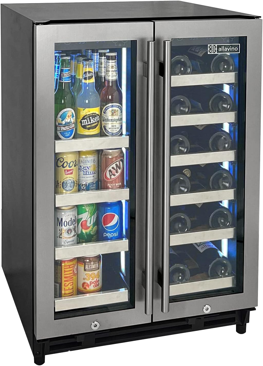Allavino VSBCW34FD-2S Beverage Center, 24" Wide, Stainless Steel Front Shelves