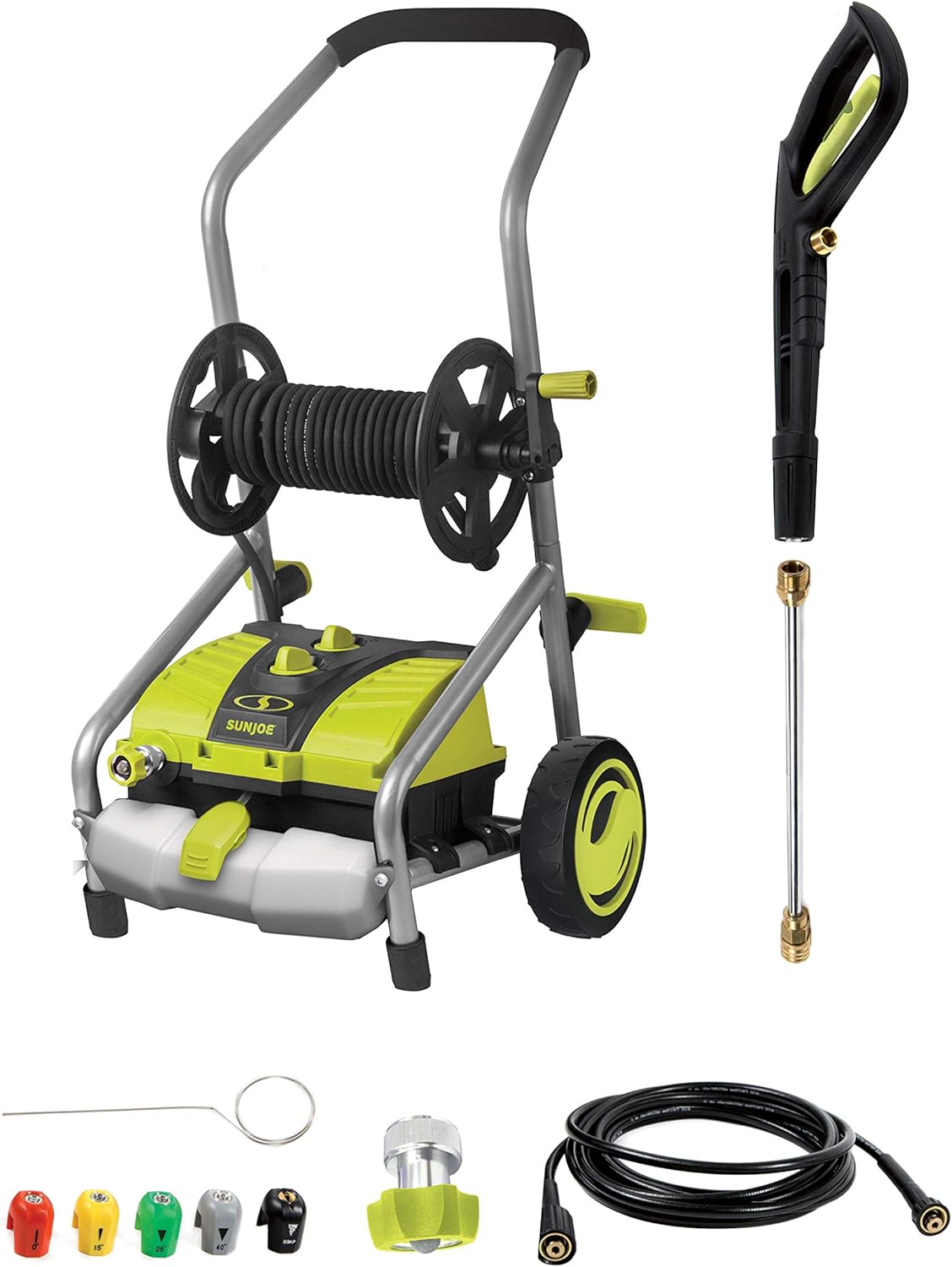 Sun Joe SPX4001 2030 PSI 1.76 GPM 14.5 Amp Electric Pressure Washer w/ Pressure Select Technology & Hose Reel