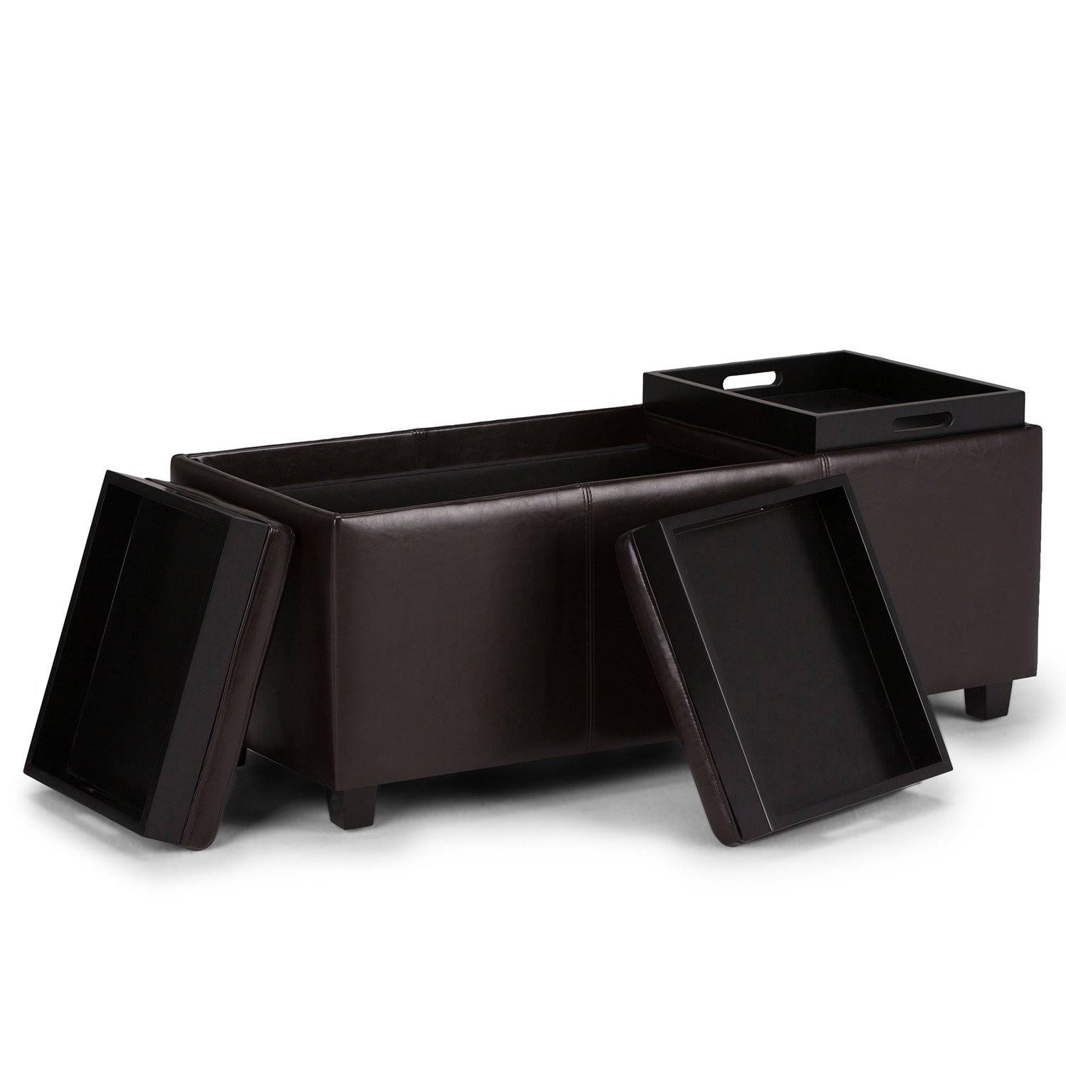Simpli Home Avalon Storage Ottoman: Brown