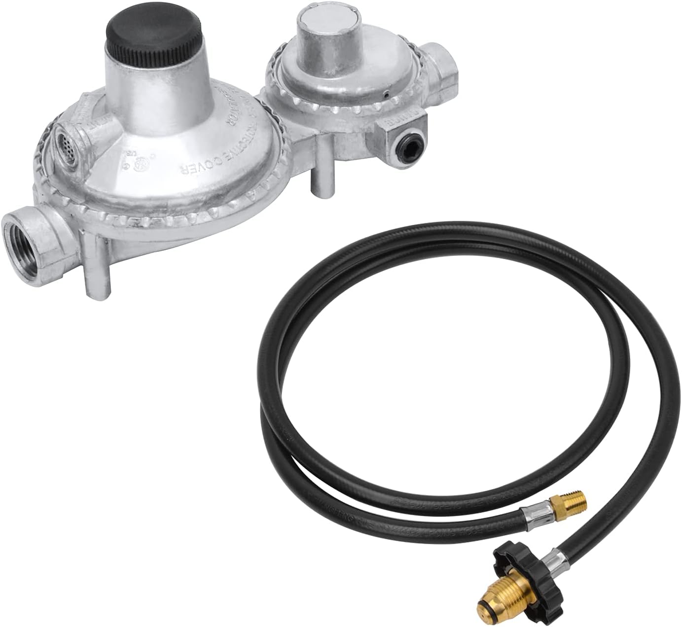 only fire Vertical Two Stage Propane Regulator for Propane Tank, 1/4" Female NPT Inlet and 3/8" Female NPT Outlet