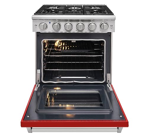 KOSTCH 30-inch Professional Freestanding Pro-Style Natural Gas Range or Liquid Propane Gas Range with 5 Burners, 4.55 cu.ft. Oven Capacity, in Stainless Steel - KOS-30RG03M