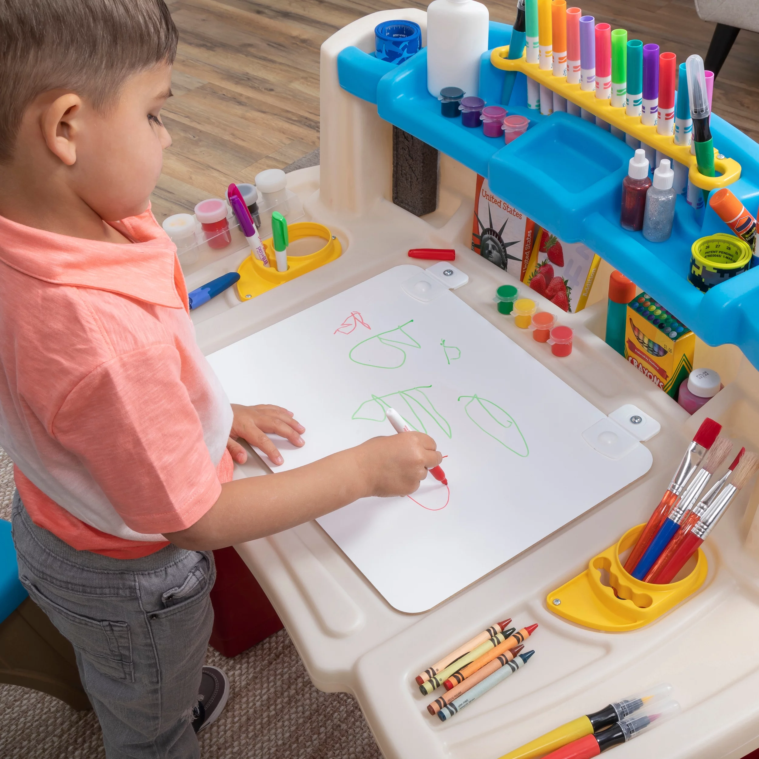 Step2 Deluxe Art Master Desk Plastic Kids Activity Center and Table