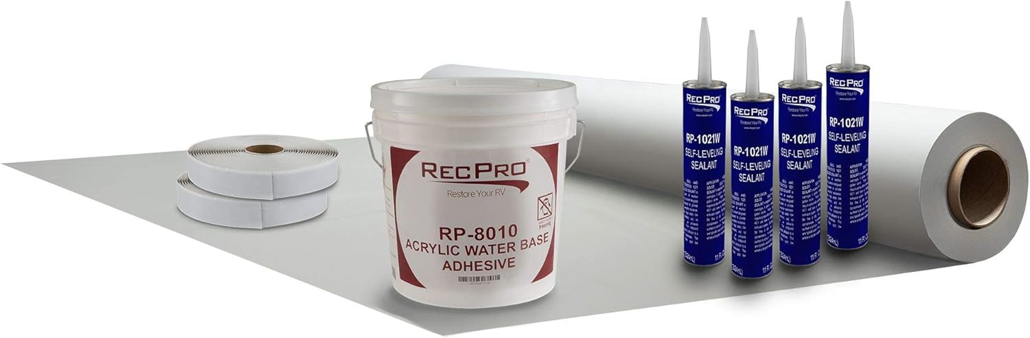 RecPro Extreme Duty RV Rubber Roof Kit | 8.5' Wide | Camper Roof | Motor Home Roof | Trailer Roof (35')