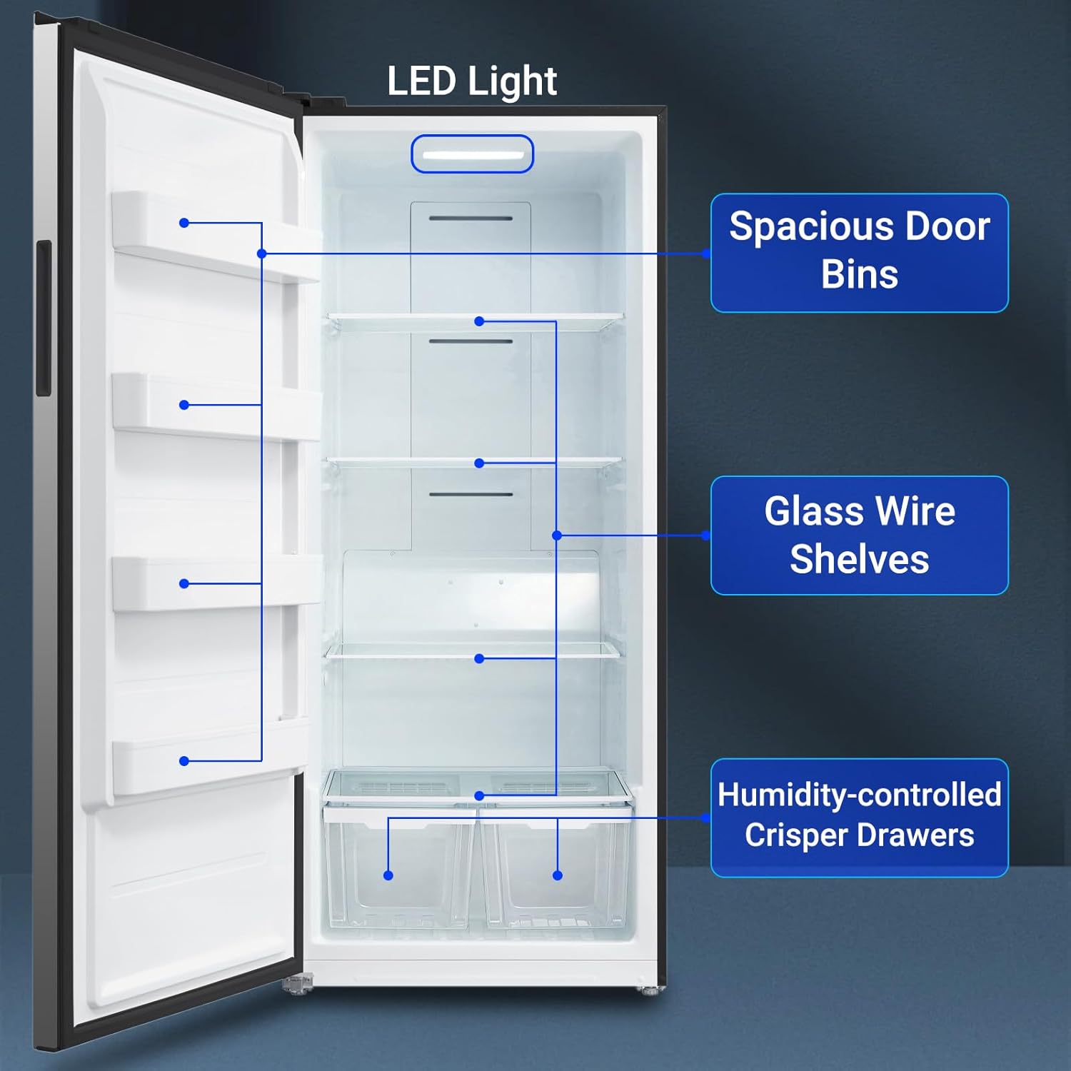 Upright Freezer 21 cu.ft Freezer Upright, Upright Freezers Stand Up Freezer Stainless Steel Standing Freezer Upright for Garage, Kitchen, Home Use(Left Hinge & Right Hinge Set)