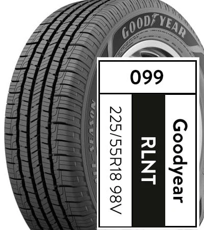 Goodyear Reliant All-Season 225/55R18 98V Tire Fits: 2019 Subaru Crosstrek Hybrid, 2018 Subaru Crosstrek Base