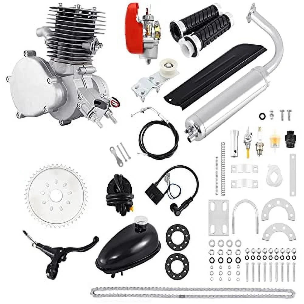 100cc Bicycle Engine Kit, 2-Stroke Gas Motor Bike Kit Air-Cooling Bicycle Motorized Full Set Super Fuel-efficient for Most 26" /28" Bikes Bicycle Scooter - Curated Treasures Market