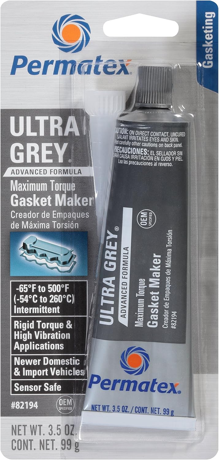 Permatex 82195-6PK Ultra Grey Rigid High-Torque RTV Silicone Gasket Maker - 13 oz., (Pack of 6)