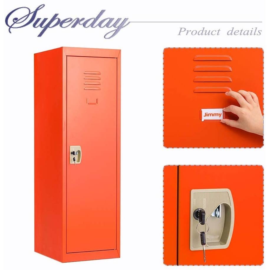 Superday Kid Locker Safe Storage Children Single Tier Metal Lockers - Orange F01001L