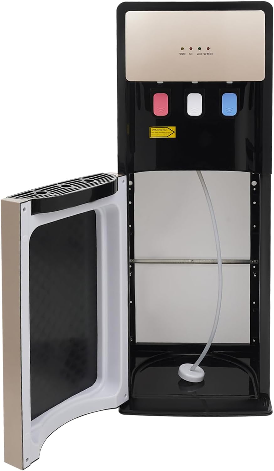 Bottom Loading Water Dispenser Hot and Cold Standing Water Cooler Holds 2 & 5 Gallon Bottles 3 Temperature Spouts for Home Office Champaign Gold
