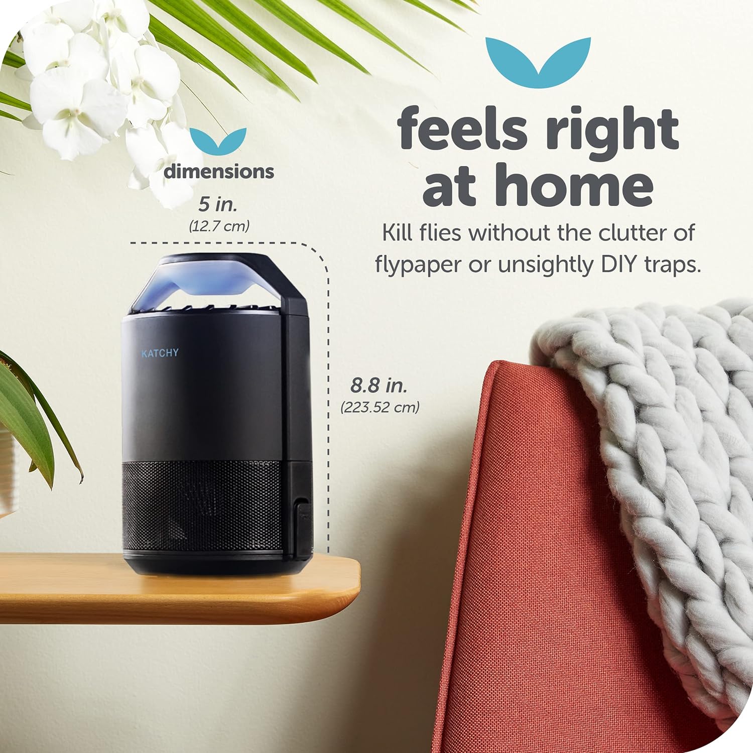 Katchy Automatic Indoor Insect and Flying Bugs Trap, Fruit Fly Gnat Mosquito Killer with UV Light Fan, Sticky Glue Boards, No Zapper, Light Sensor (Black) Pack of 2