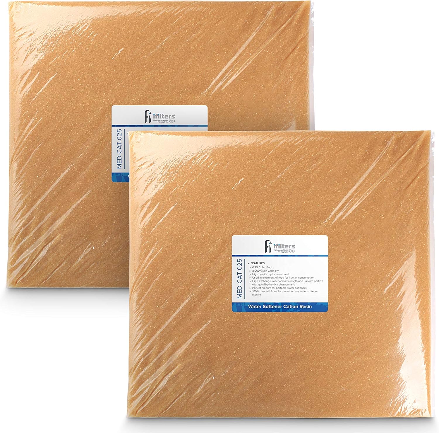 Water Softener Resin Media Replacement 100% Ion Exchange High Quality Cation - 1/2 CuFt Pack of 2