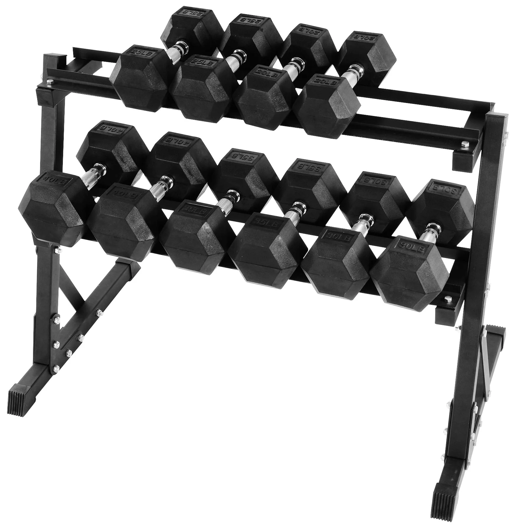 BalanceFrom 150 LB Dumbbell Set with A-Frame Rack, Pair of 5, 10, 15, 20, 25 LB