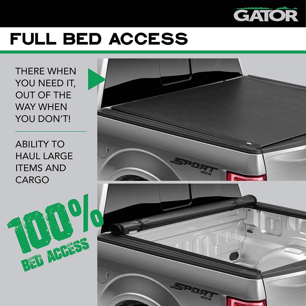 Gator ETX Soft Roll Up Truck Bed Tonneau Cover | 53111 | Fits 2014 - 2018, 2019 Ltd/Lgcy Chevy/GMC Silverado/Sierra 8' 2" Bed (97.8'')