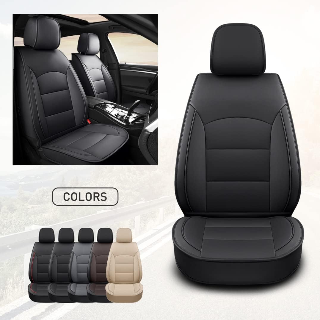 Car Seat Covers Full Set, Front and Back Split Bench Seat Covers with Headrest, Waterproof and Durable Faux Leather Automotive Seat Cushion, Comfortable Seat Protector for Car SUV, Beige