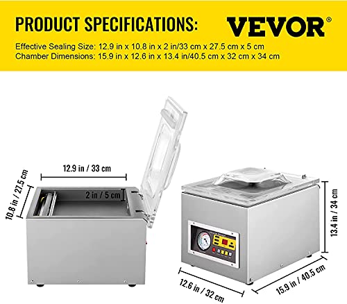 VEVOR Chamber Vacuum Sealer DZ-260C Kitchen Food Chamber Vacuum Sealer, 110V Packaging Machine Sealer for Food Saver, Home, Commercial Using