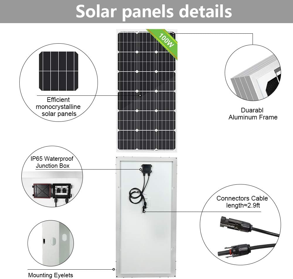 ECO-WORTHY 500W Solar Wind Power Kit: 1x 400W Wind Turbine Generator with Hybrid Controller + 1x 100W Mono Solar Panel for Home/RV/Boat/Farm/Street Light and Off-Grid Appliances
