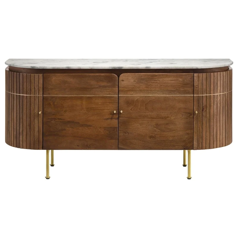 Coaster Ortega 4-door Marble Top Dining Sideboard Server in White and Natural