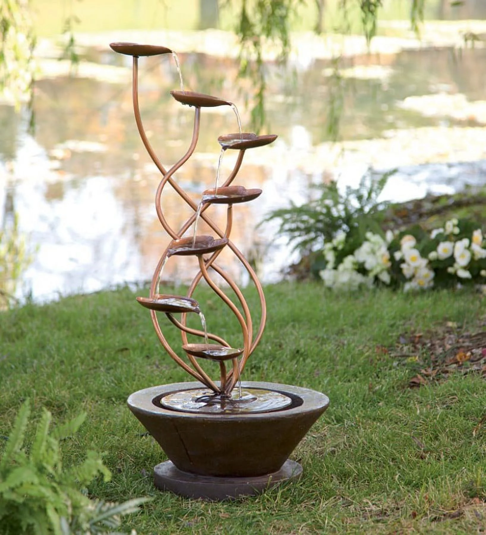Large Bronze Leaf Fountain - Curated Treasures Market