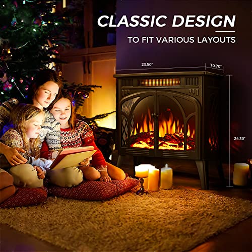Antarctic Star Electric Fireplace Stove Heater, 3D Infrared Fireplace, 5100BTU MAX 1500W, All-Metal Design, Adjustable Brightness, Portable, Overheating Protection,Remote,Timer,ETL Certified