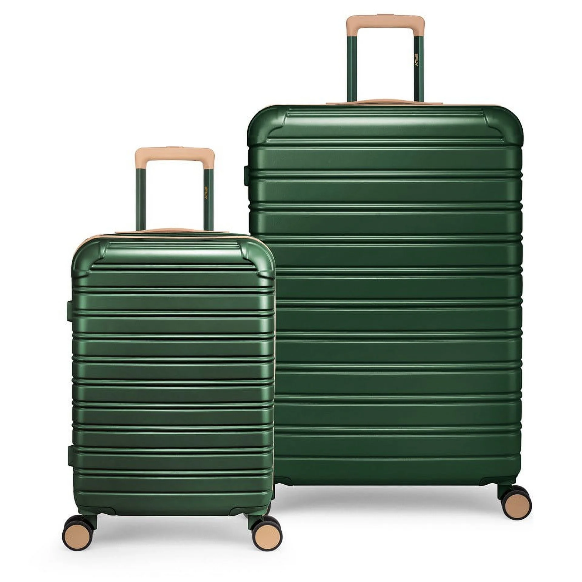 iFLY Hardside Fibertech Limited Edition Collection 2-Piece Set, 20" Carry-on and 28" Checked Luggage, Evergreen