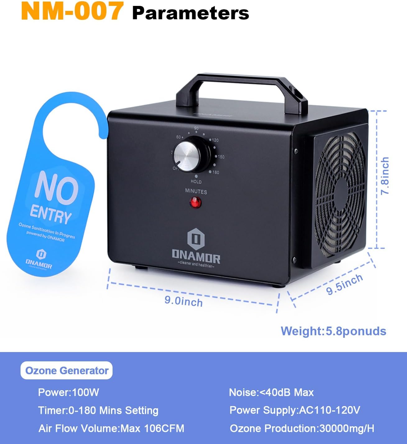 Bundle | Ozone Generator 30000mg/h - 40000mg/h (Black & Blue) - Ozone Machine Ionizer & O3 Deodorizer for Home, Smoke, and Pet Room.