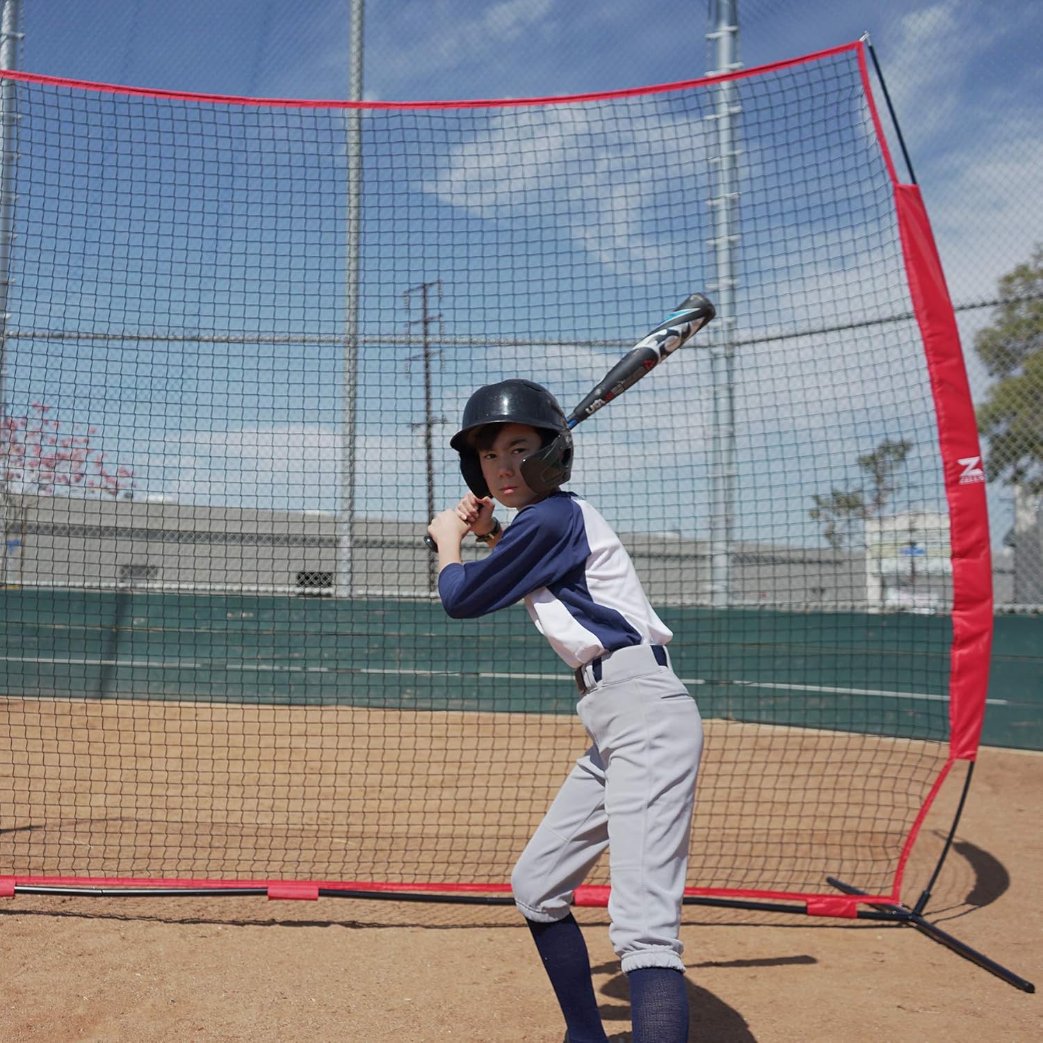 ZELUS 12x 9ft / 16x10ft Barricade Backstop Net, Ball Sports Barrier Net, Practice Net for Baseball Softball Lacrosse Soccer and More, Mini Soccer Goal and Baseball Training Equipment