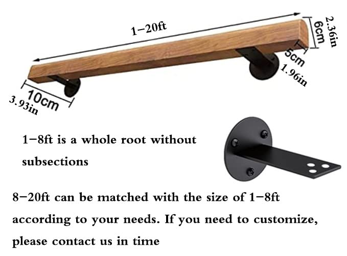 Wooden Handrails, 1-20ft Non-Slip Staircase Handrail, for Home Garden Corridor Lofts Kindergarten Guardrail Decking Railings, Wall Mounted Barrier-Free Staircase Grab Bar for Elderly (Size : 7ft)