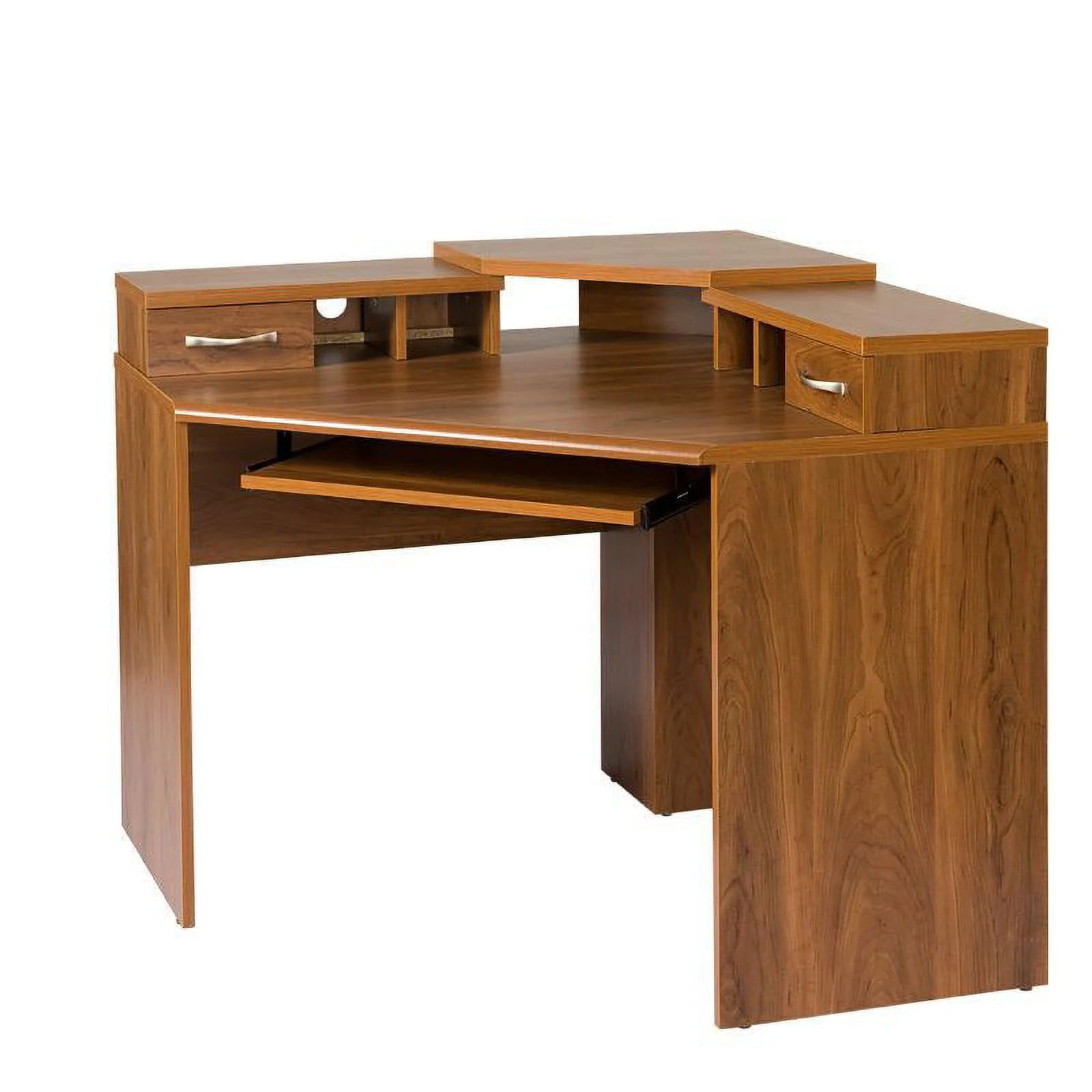 Belen Kox Corner Desk with Monitor Platform, Keyboard Shelf and 2 Drawers