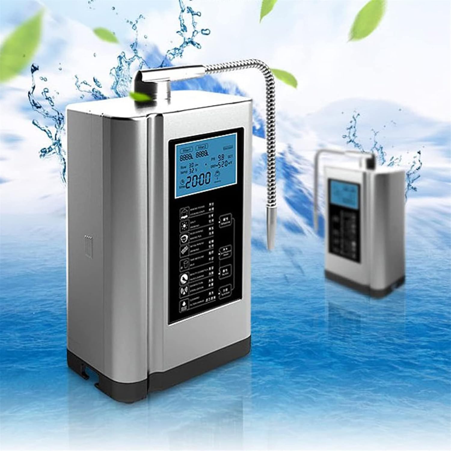 Water Purifier Machine PH 3.5-10.5 Alkaline Acid Water Machine, Hydrogen Generator Machine Purifier 3.8in LCD Alkaline Acid Water Water Filter System for Home