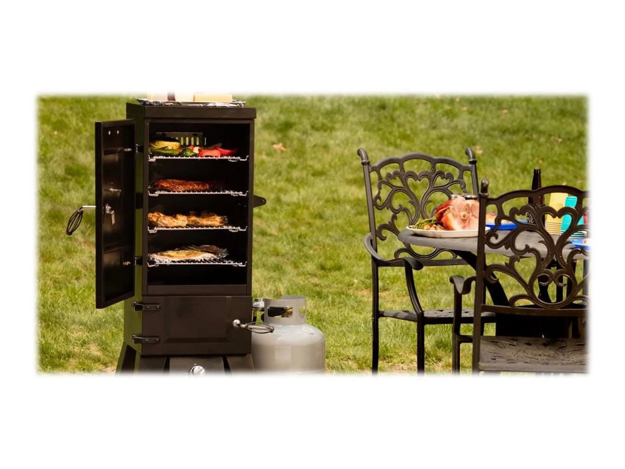 Cuisinart COS244 Vertical 36 Inch, 784 Sq Inch, 4 Racks Propane Smoker, Black