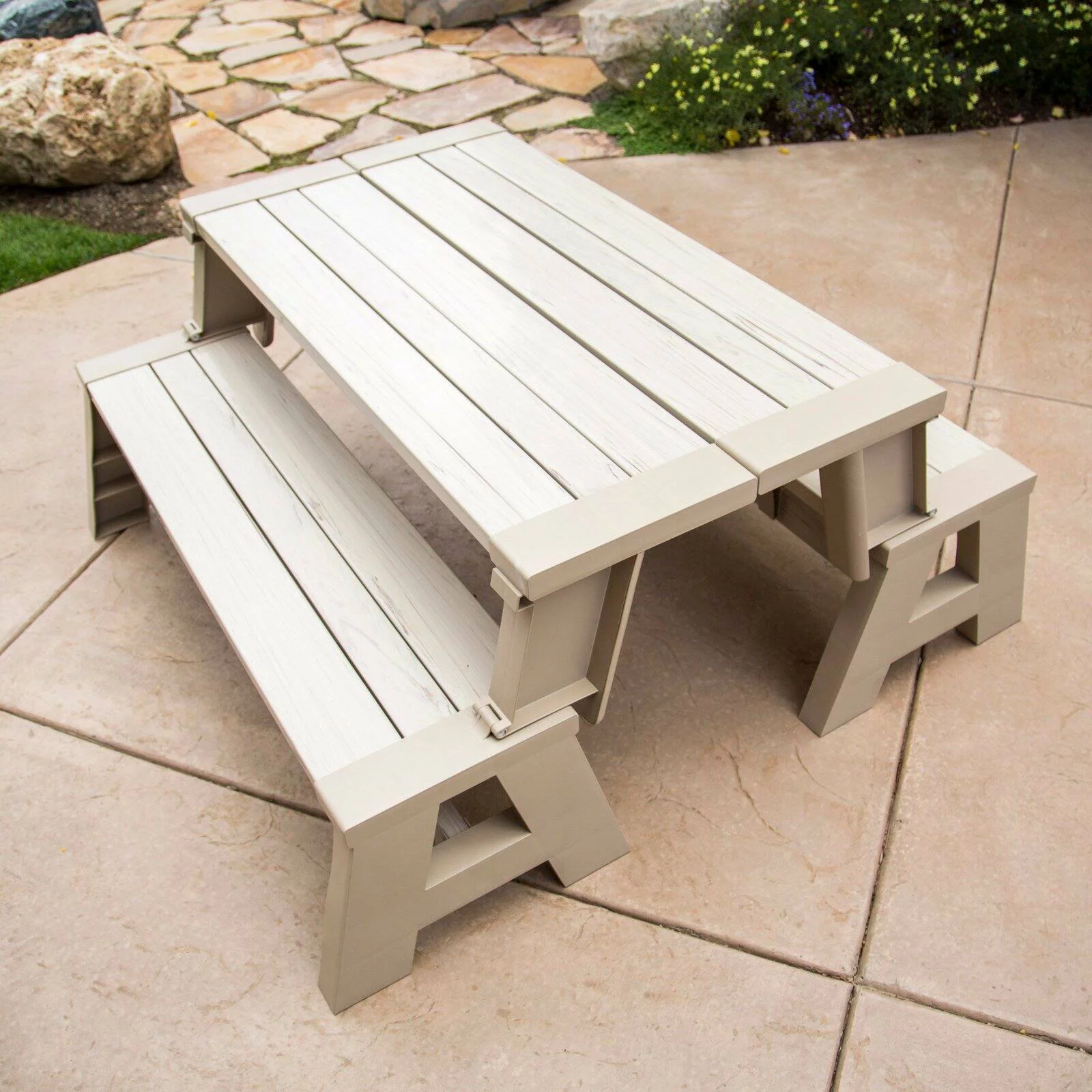 Convert a Bench Folding Picnic Table Bench, Tan