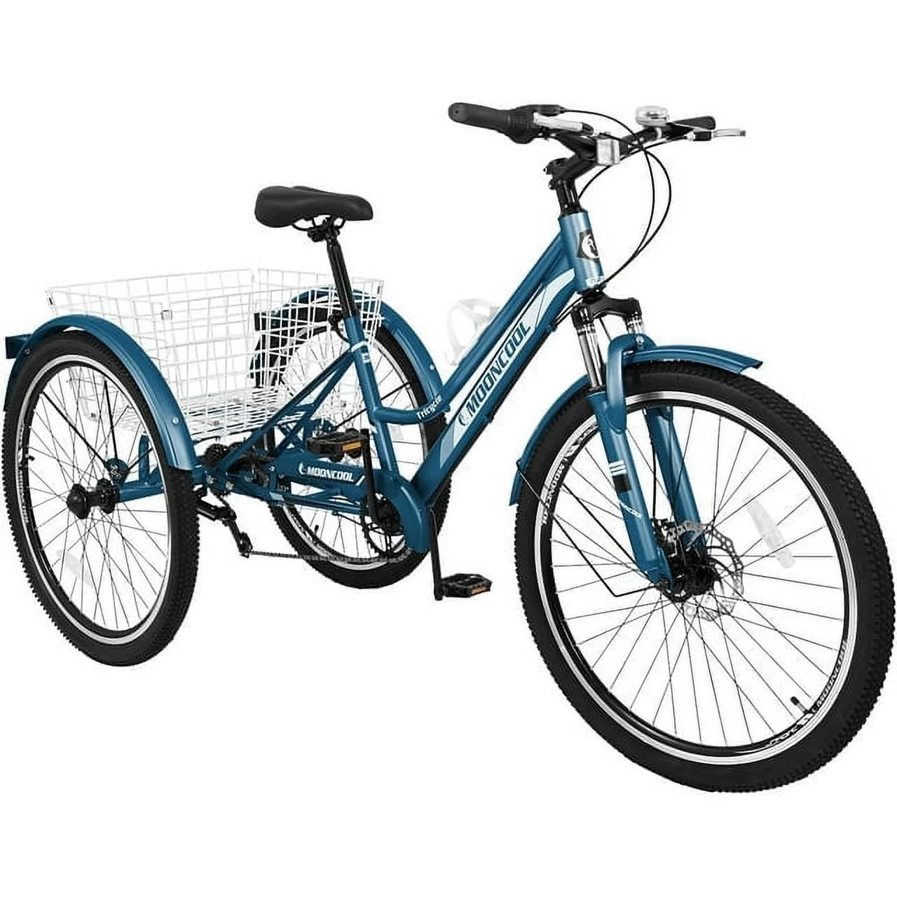 Lilypelle Adult Mountain Tricycle 24/26/27.5 Inch Low step through Mountain Bike Cruiser Trikes for Adults 7 Speed Three Wheel Trike Bike Bicycle with Large Basket