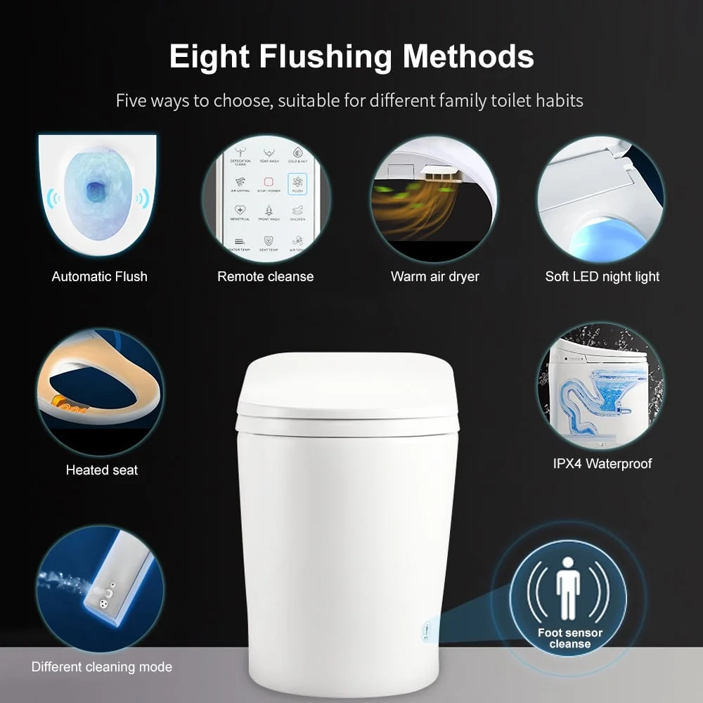Homary Small Size Smart Toilet One-Piece Elongated Floor Mounted Automatic Toilet Self-Clean